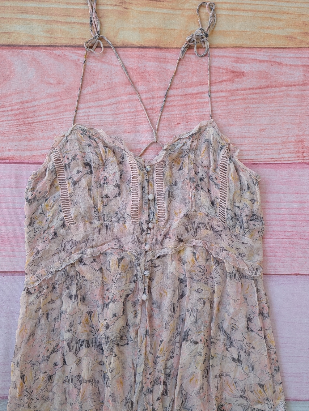 NWT By Anthropologie Pink Floral Sheer Curtain Top Large - Picture 11 of 16